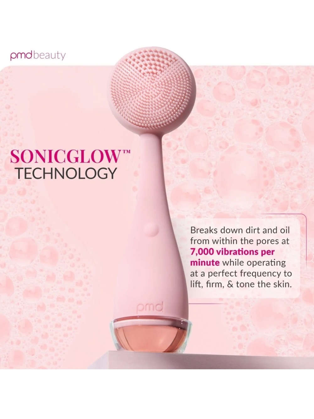 PMD Sonic Facial Cleansing Brush - Pink